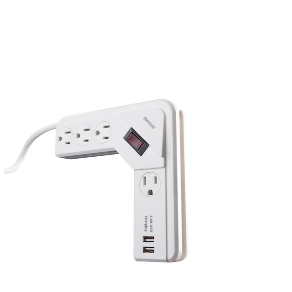 Southwire Outlet Strip, Surge, USB, 4 ft., White 41379 - main